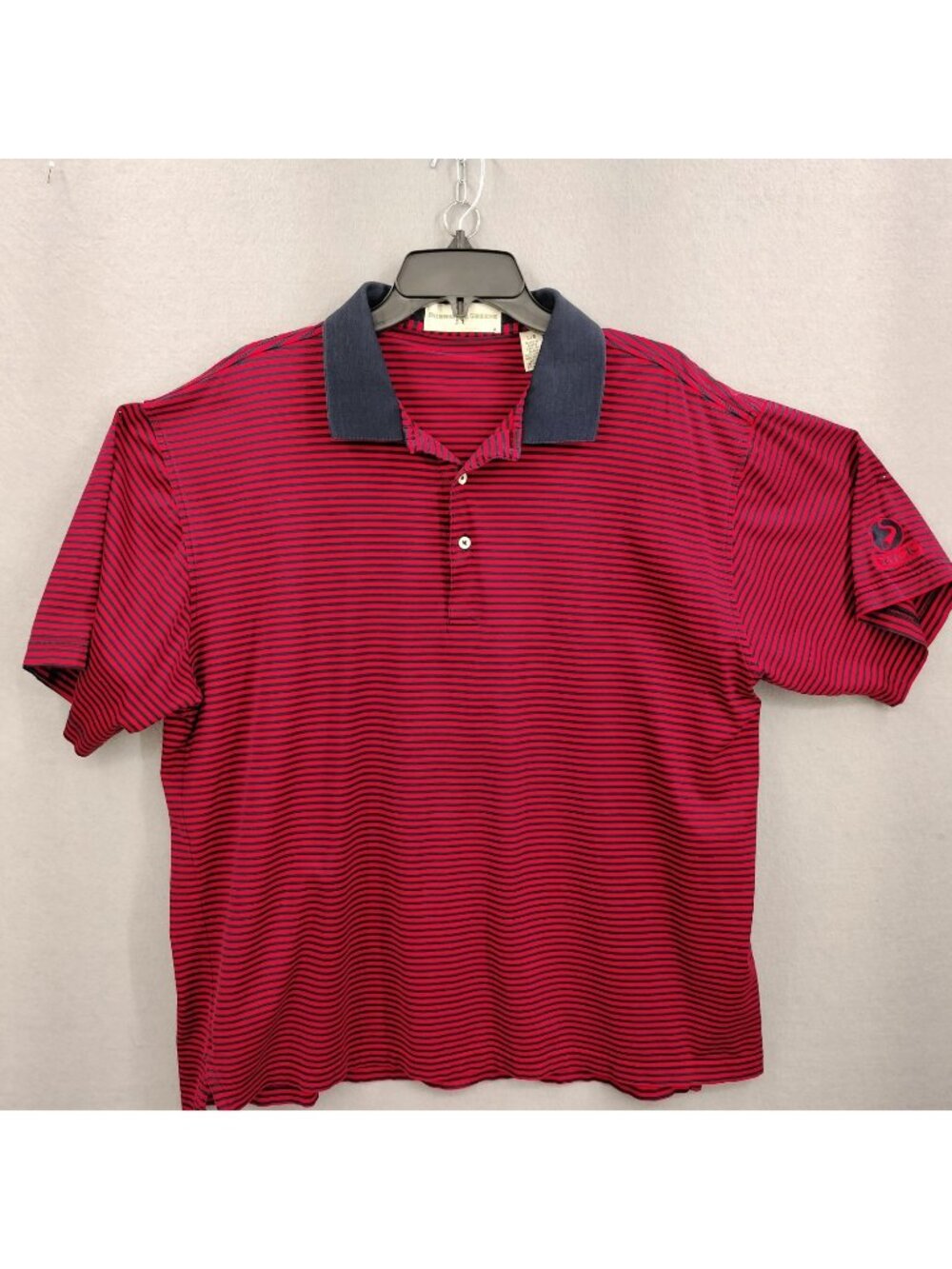 Fairway And Greene L Mens Polo Shirt Red Navy Stripes Luxury Cotton Golf Classic